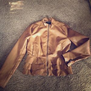 Cute ruffled leather style jacket by Bagatelle